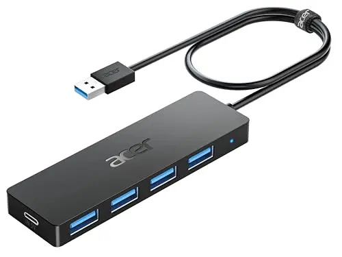 Hub USB Acer de 4 Puertos - Splitter USB 3.0 con Conector Tipo C para PortĂĄtiles y PCs