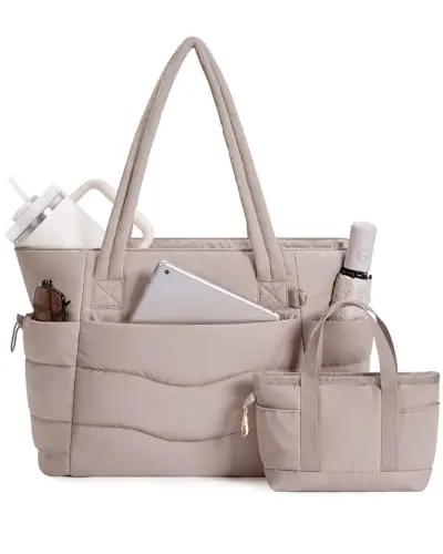 Bolsa Tote Puffer Wandering Nature para Mujeres: Set de 2 Bolsas para Trabajo y Viaje