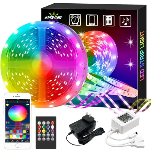 Tiras LED APSPOW 100ft con Control Bluetooth y APP, Multicolor y Sincronización Musical