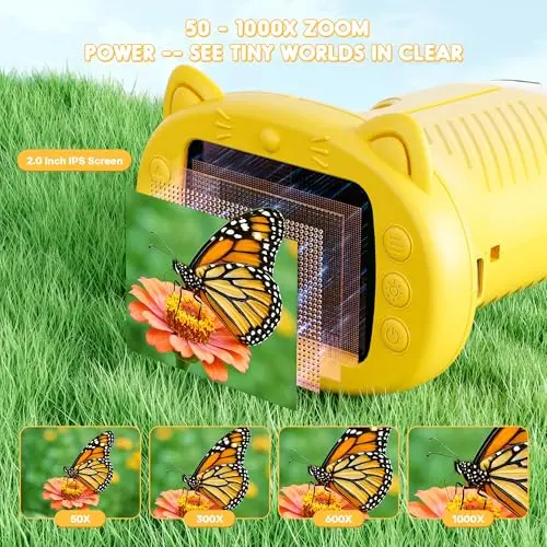 Microscopio Digital para Niños: 1000X, Pantalla IPS de 2" y Capture de Foto y Video - imagen 2