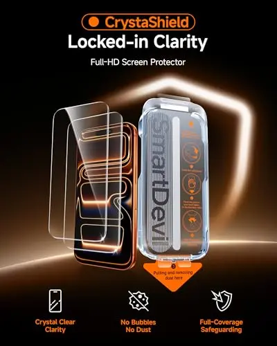SMARTDEVIL Protector de Pantalla para iPhone 17 Pro Max, Cristal Templado 9H, Instalación Automática Sin Burbujas - imagen 2