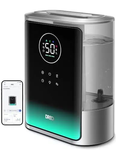 Humidificador Inteligente Dreo 8L para Habitaciones Grandes, 80H, Nebulización Fría y Cálida