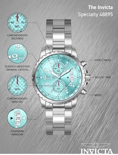Reloj Invicta Specialty para Hombre 45mm Acero Inoxidable Dial Azul Aqua VD51 - imagen 4