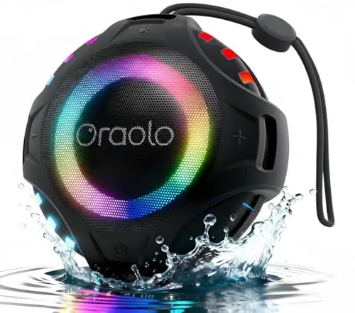 Altavoz Bluetooth Impermeable Oraolo, 15W, 30H de Reproducción, Bluetooth 6.0, IPX7, Ideal para Aventura