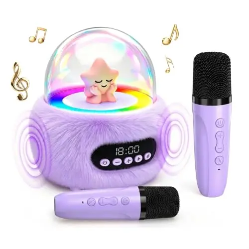 Máquina de Karaoke Wonovate Hi-Fi para Niños - Portátil, Sin Eco, con 2 Micrófonos Inalámbricos