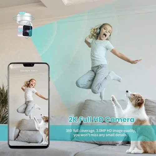 Cámara de Seguridad Indoor Woenergy 1080P, 360° con Detección de Movimiento y Visión Nocturna - imagen 2