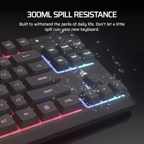 Teclado Gaming Corsair K55 CORE TKL RGB: Compacto, 8 zonas RGB, Resistente a derrames - imagen 4