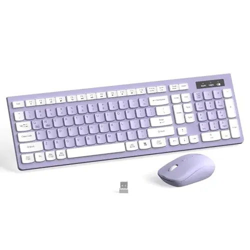 Combo Inalámbrico Teclado y Ratón Silencioso para Oficina y Hogar (Púrpura)