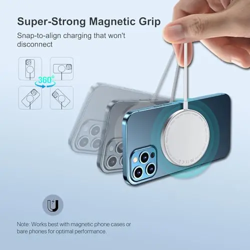 Cargador Magnético 15W para iPhone con Adaptador PD 25W, Compatible con MagSafe y Qi2 - imagen 4