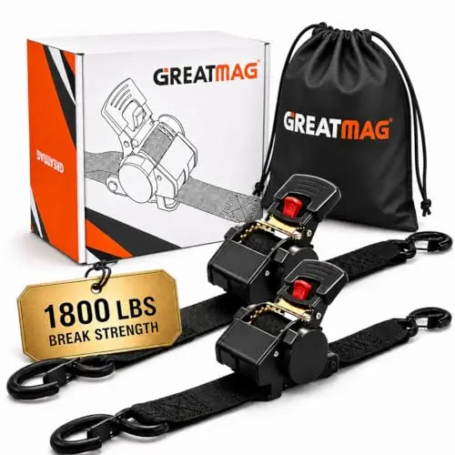 Correas de sujeción retráctiles 1in x 10ft - 1800 lbs, S-Hooks, 2 Pack, para carga y traslado