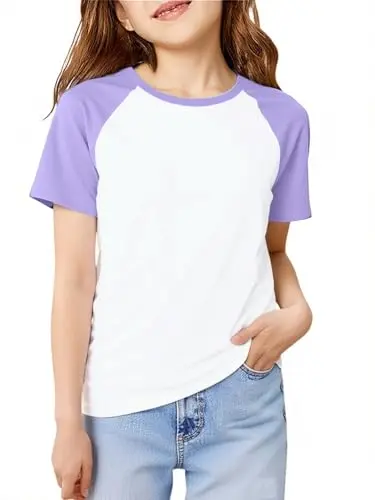 Camisetas de Verano para Niñas 5-14 Años, Estilo Color Block y Ajuste Cómodo