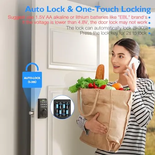 Cerradura Electrónica Aibocn con Teclado, Auto Bloqueo y Función Antipeeping - imagen 3