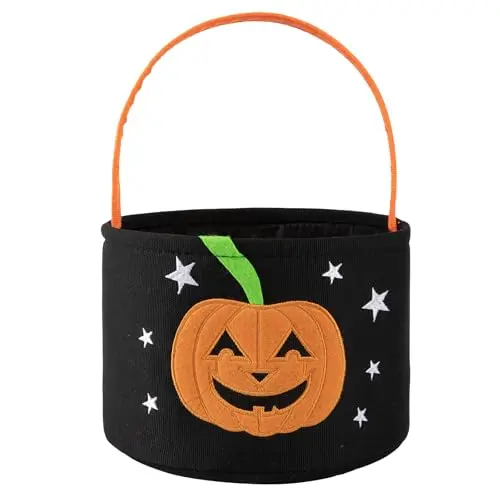 Cubeta de Halloween OIASKET: Candy Bag para niños en diseño Calabaza Negra