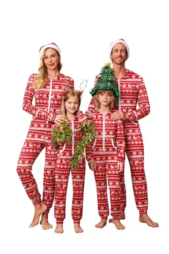 Pijamas de Navidad en Familia Ekouaer: Con Capucha, Estilo Jumpsuit y Diferentes Diseños