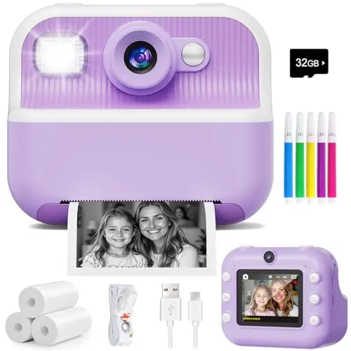 Cámara Instantánea Dual para Niños: Captura y Imprime Recuerdos con 1080P