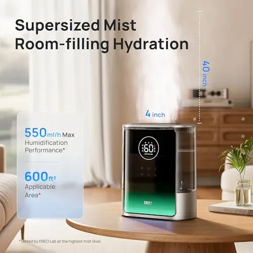 Humidificador Inteligente Dreo 8L para Habitaciones Grandes, 80H, Nebulización Fría y Cálida - imagen 3