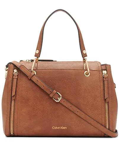 Bolso Satchel Calvin Klein de Piel Vegana Caramelo, Práctico y Elegante