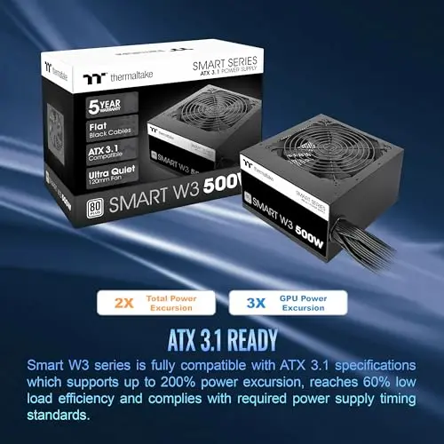 Fuente de Poder Smart W3 Series 500W 80Plus Certificada con Ventilador de 120mm - imagen 2