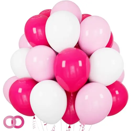 Paquete de 100 Globos Rosa y Blanco de 12'' para Fiestas y Celebraciones