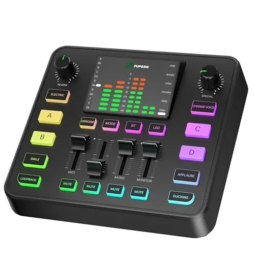 PUPGSIS Mixer de Audio para Streaming: Efectos, Cambio de Voz y Cancelación de Ruido