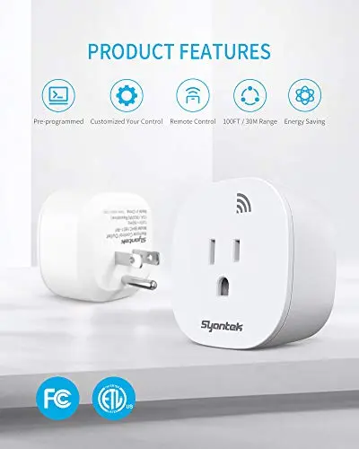 Enchufe Inteligente Syantek con Control Remoto Inalámbrico: Alcance de 100 ft, 3 Salidas y 1 Control - imagen 2