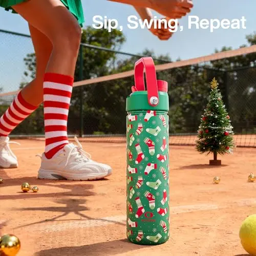 Botella de Agua Insulada ENCOOL 26 oz: Fría por 24 Horas y Tapa con Popote para Celebraciones - imagen 2