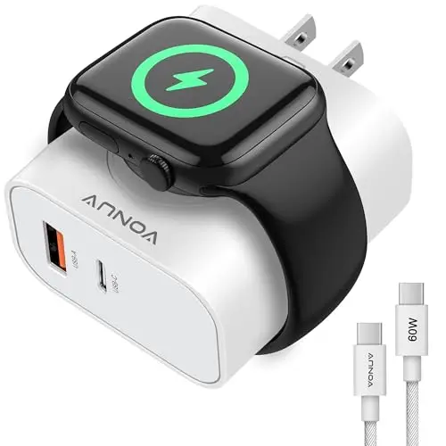 Adaptador 3 en 1 para Apple Watch con Carga Rápida 20W y Doble Puerto para Viajes