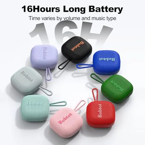 Bobtot Altavoces Portátiles Bluetooth, Mini Altavoz Impermeable IPX7 con 16 Horas de Reproducción, Sonido Estéreo - imagen 3