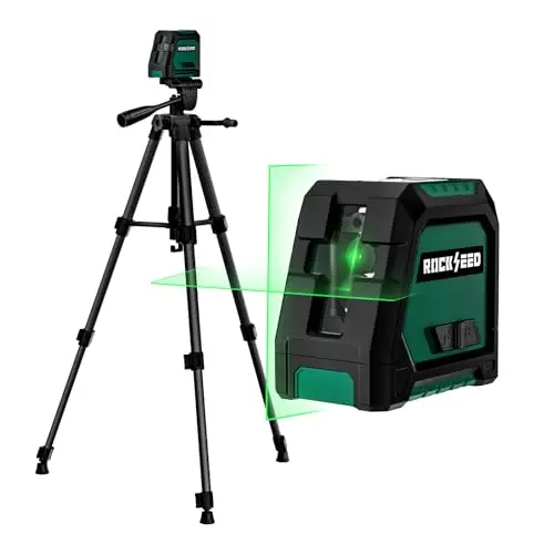Laser nivelador RockSeed con soporte de trípode, haz verde de 150° y autocalibración precisa