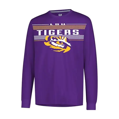 Camiseta Ultra Game NCAA para Hombre - LSU, Manga Larga, Color de Equipo, Talla Pequeña