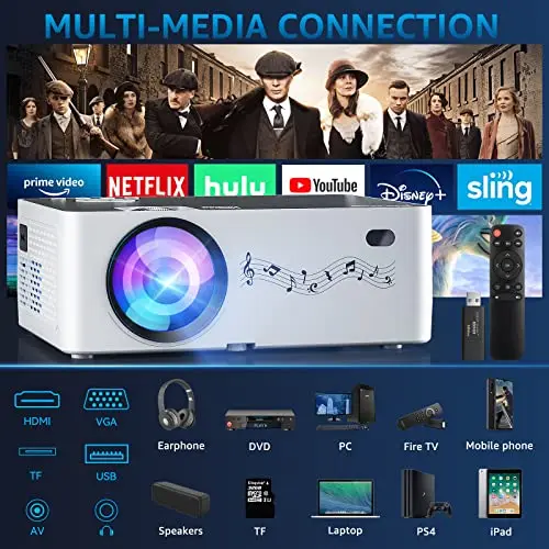 Proyector nativo 1080P con WiFi/Bluetooth y soporte 4K, incluye pantalla de 100" y trípode - imagen 3