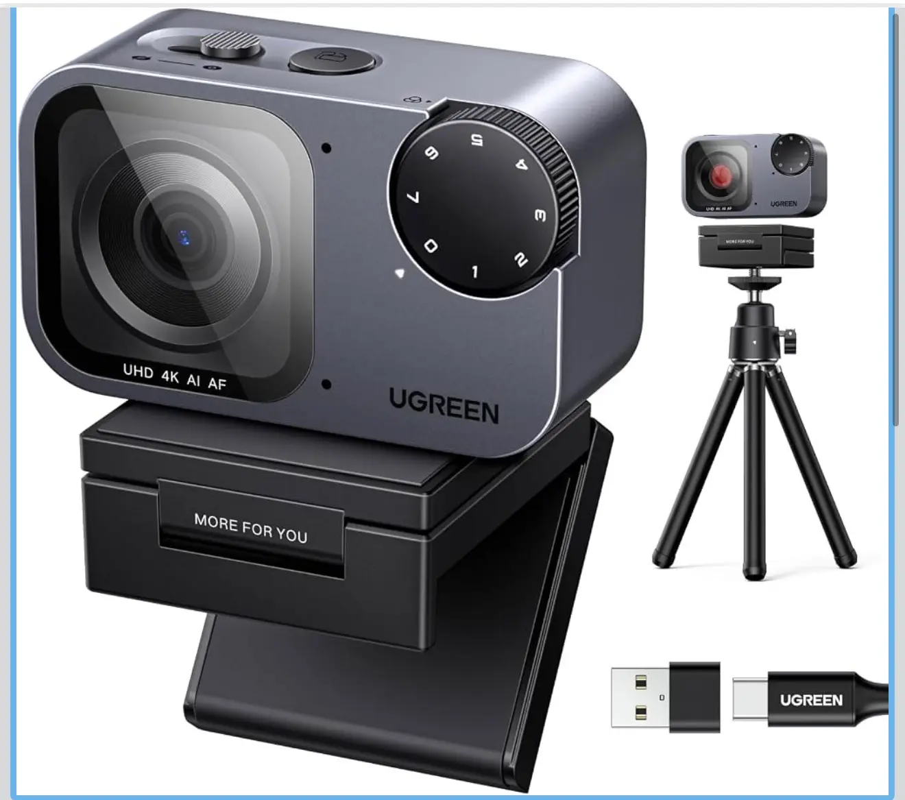 UGREEN Cámara web FineCam Pro 4K con sensor de 1/2" para PC/Mac