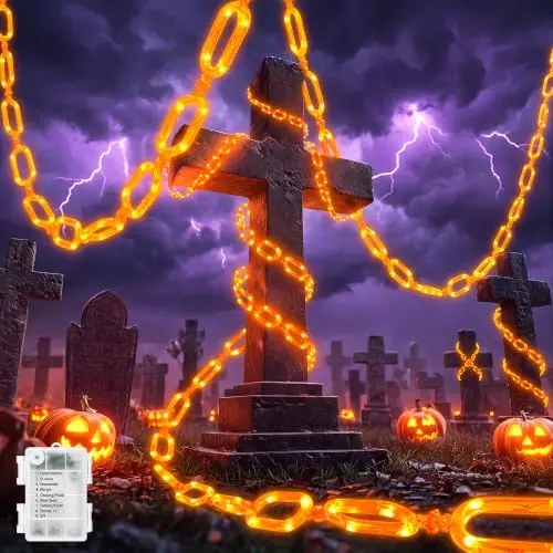 Luces de Halloween Brightown: Cadenas Naranjas de 10FT con 88 LED y 8 Modos
