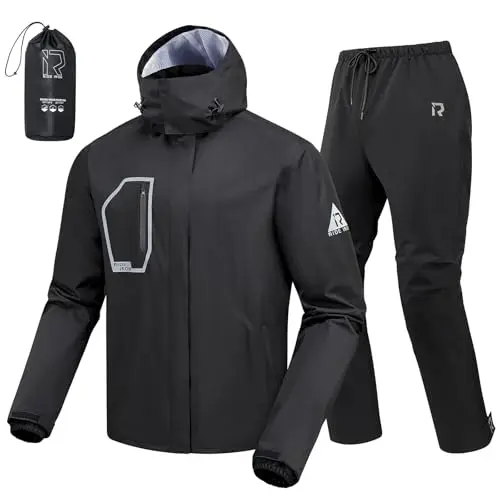 RIDEIRON Traje de Lluvia para Motocicleta Hombre - Impermeable y Reflectante