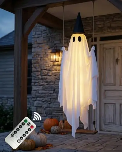 Fantasmagórico Fantasma Colgante de Halloween de 5FT - Ilumina tu Decoración Exterior