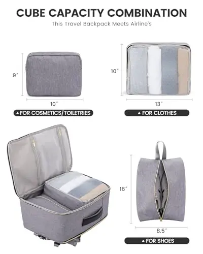 Mochila de Viaje LOVEVOOK 40L para Mujeres, Aprobada por Aerolíneas, Compartimento para Laptop de 17.3" - imagen 5