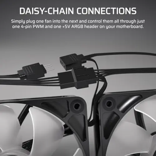 Ventiladores CORSAIR RS120 ARGB 120mm PWM - Conexión Daisy-Chain, Bajo Ruido, Triple Pack - imagen 5