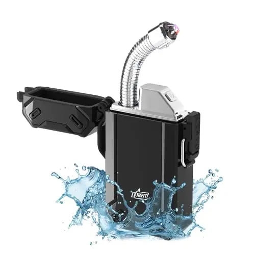 Encendedor Eléctrico Recargable USB de Doble Arco: Resistente al Agua y al Viento para Actividades al Aire Libre