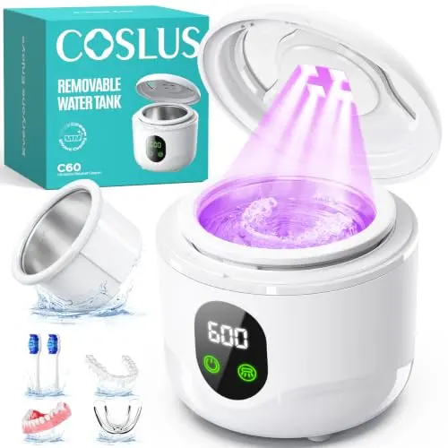 COSLUS C60: Limpiador Ultrasónico con Tecnología de 45kHz, Tanque de Agua Extraíble, Blanco