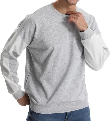 Sudadera Suwangi para Hombre, Diseño de Parches, Casual y Cómoda en Gris Claro - imagen 2