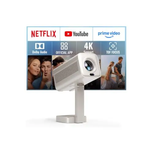Proyector Mini 4K VOPLLS: Dolby Audio, WiFi 6, Streaming Netflix y Autofoco TOF