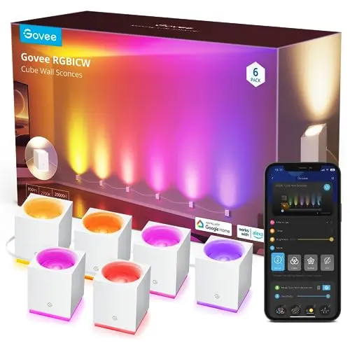 Apliques de Pared Govee con Efectos RGBIC, Alexa Compatible, 15ft de Cables Ajustables
