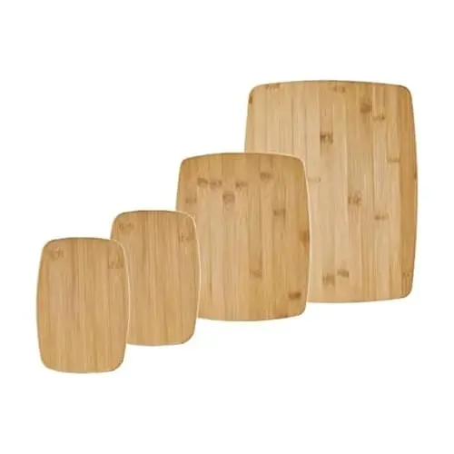 Set de Tablas de Cortar Farberware de Bambú, 4 Piezas, Reversibles y Multifuncionales