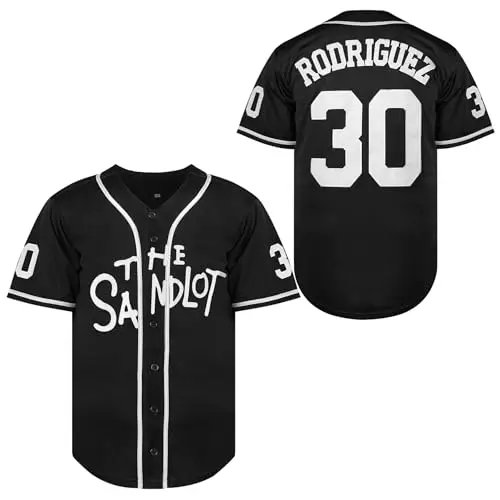 Jersey de Béisbol The Sandlot Benny 30 Rodriguez - 100% Poliéster (3X-Large, Negro)