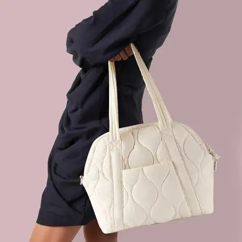 Bolso Tote Puffer Bagstash para Mujeres - Amplio y Elegante en Color Albaricoque - imagen 2