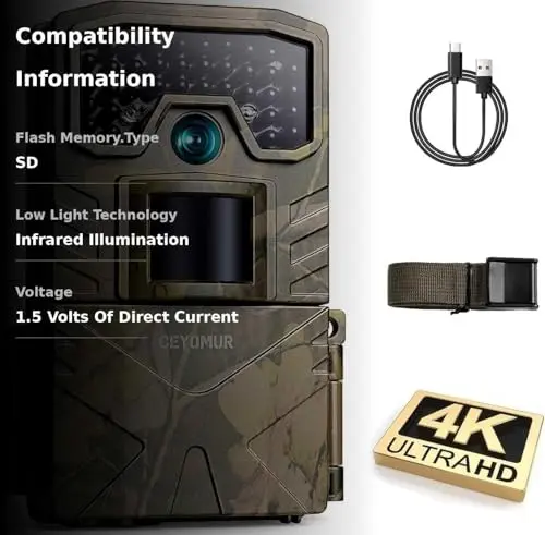 CEYOMUR Cámara Trampa 2K 36MP con Visión Nocturna y IP66 para Monitoreo de Vida Silvestre - imagen 3