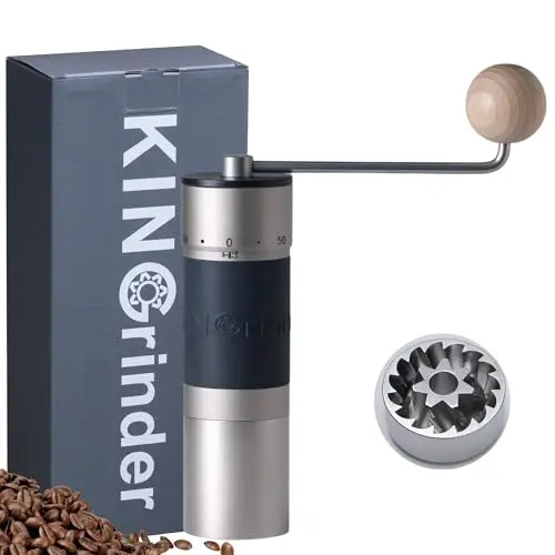 Molino de Café Manual KINGrinder K6 en Champagne Silver con Diseño de Acero Inoxidable