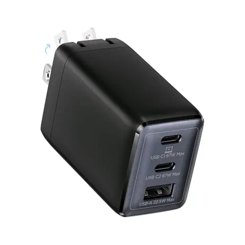 Cargador wegear 67W USB-C: 3 puertos rápidos, compacto y compatible con múltiples dispositivos