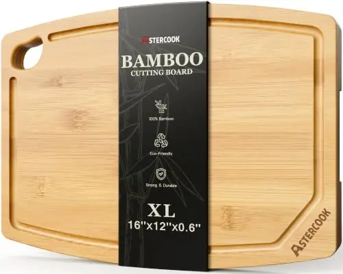 Tabla de Cortar Grande Astercook de Bambú 16"x12" con Canal de Jugo
