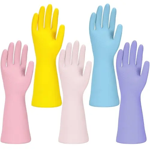 Guantes de Limpieza Jsocoah: 5 Pairs Reusables, Antideslizantes y Flexibles para Cocina y Baño